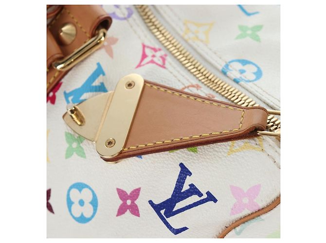 Borsa LOUIS VUITTON Monogram Multicolor Keepall 45 White M92641 LV Auth 204053V Bianco - vista 29