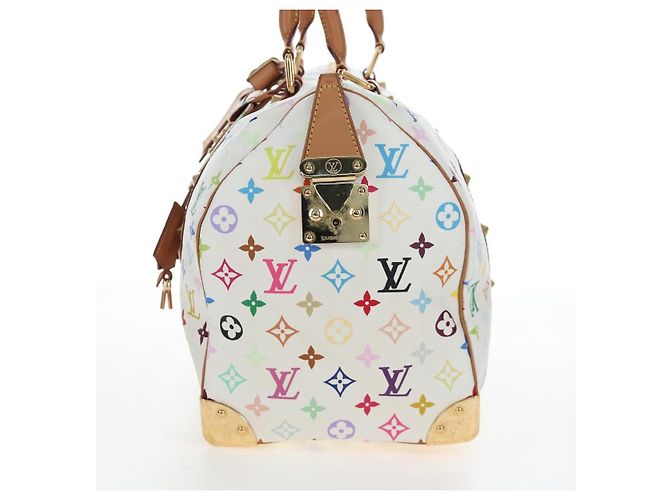 Borsa LOUIS VUITTON Monogram Multicolor Keepall 45 White M92641 LV Auth 204053V Bianco - vista 3