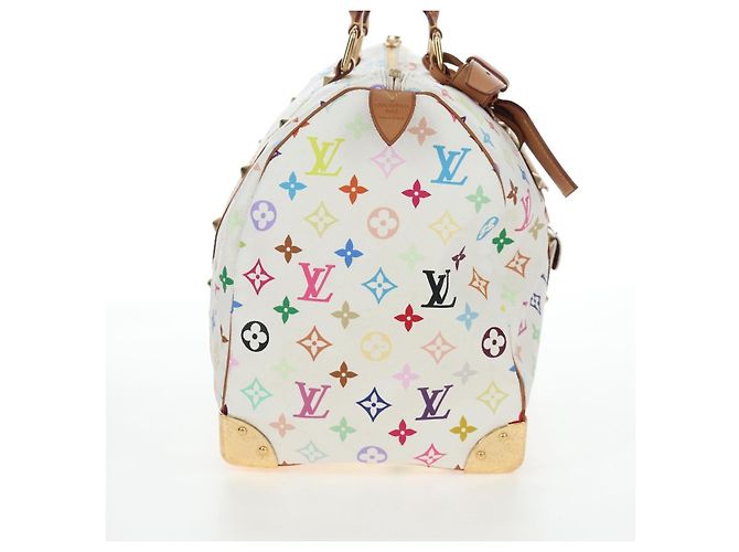 Borsa LOUIS VUITTON Monogram Multicolor Keepall 45 White M92641 LV Auth 204053V Bianco - vista 4