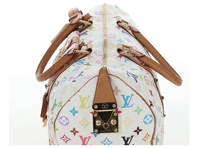 Borsa LOUIS VUITTON Monogram Multicolor Keepall 45 White M92641 LV Auth 204053V Bianco - vista 7