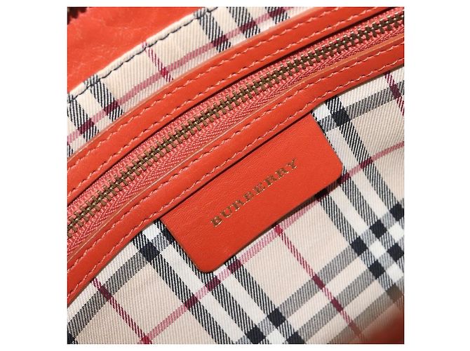 Borsa BURBERRY in pelle Orange Gold Auth 203611 D'oro Arancione - vista 19