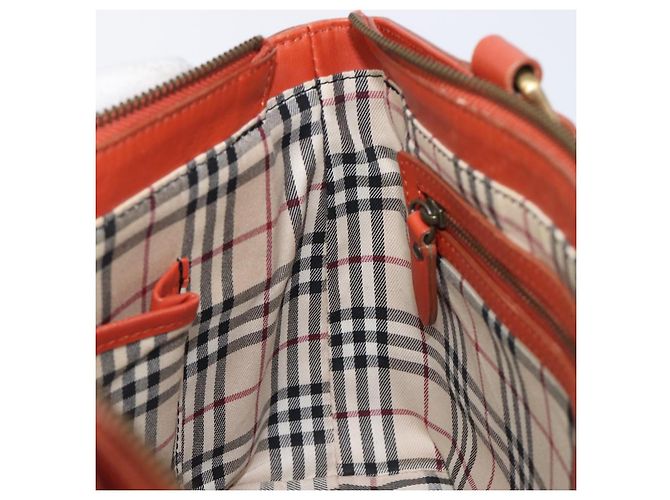 Borsa BURBERRY in pelle Orange Gold Auth 203611 D'oro Arancione - vista 21