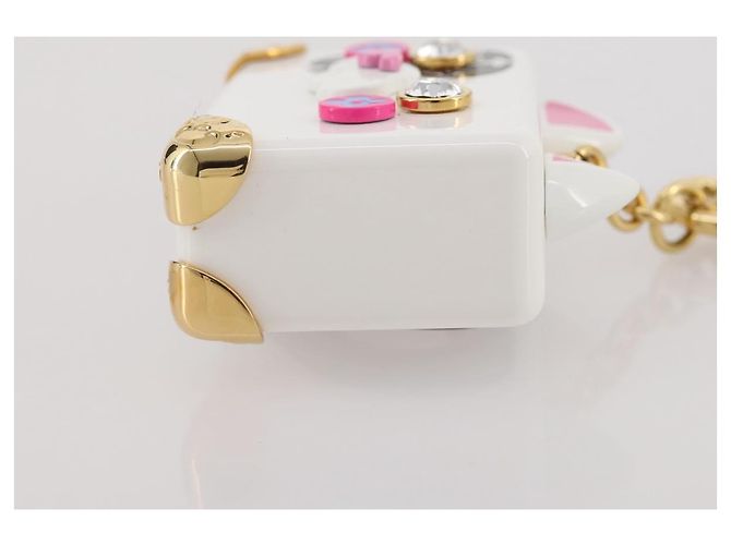 LOUIS VUITTON Bijoux Sackcat Trunk Key Holder metal White M00825 LV Auth 204789M Bianco - vista 5
