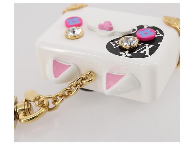 LOUIS VUITTON Bijoux Sackcat Trunk Key Holder metal White M00825 LV Auth 204789M Bianco - vista 7