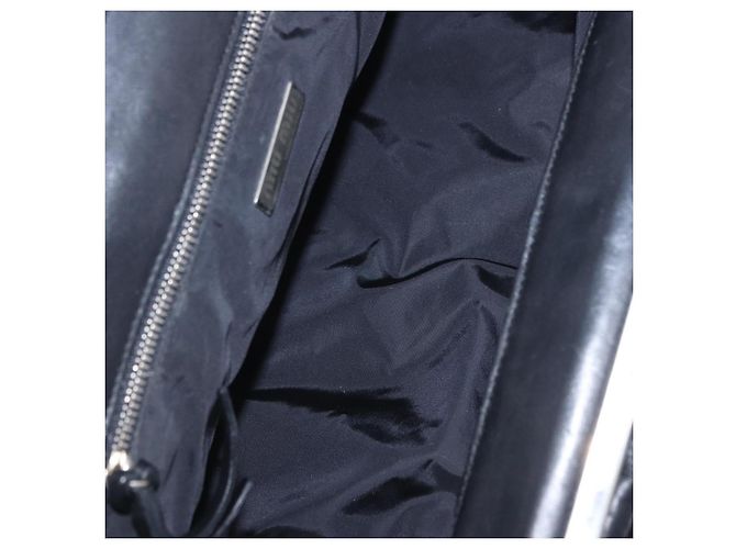 Borsa a Mano Miu Miu Vitellolux Black Silver Auth 204305A Nero Argento - vista 10