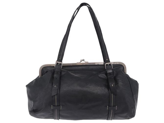 Borsa a Mano Miu Miu Vitellolux Black Silver Auth 204305A Nero Argento - vista 2