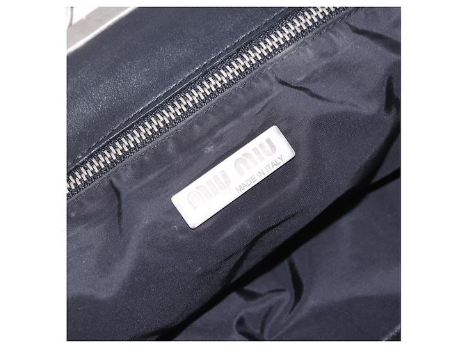 Borsa a Mano Miu Miu Vitellolux Black Silver Auth 204305A Nero Argento - vista 21