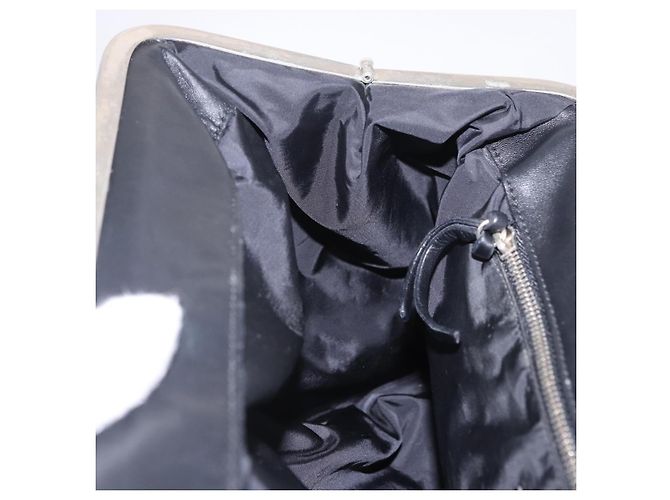 Borsa a Mano Miu Miu Vitellolux Black Silver Auth 204305A Nero Argento - vista 23