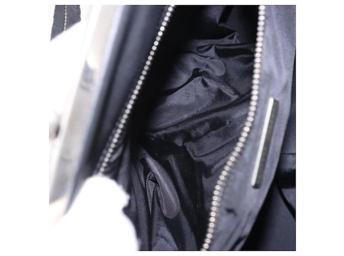 Borsa a Mano Miu Miu Vitellolux Black Silver Auth 204305A Nero Argento - vista 25