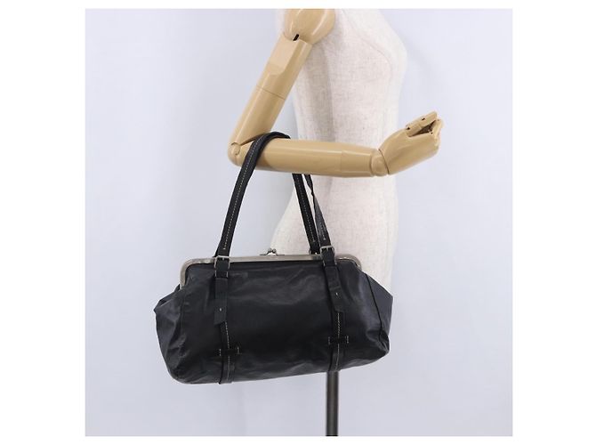 Borsa a Mano Miu Miu Vitellolux Black Silver Auth 204305A Nero Argento - vista 26