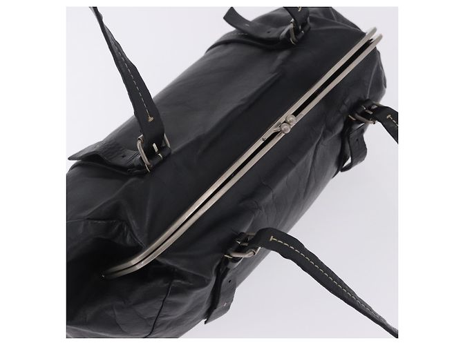 Borsa a Mano Miu Miu Vitellolux Black Silver Auth 204305A Nero Argento - vista 6