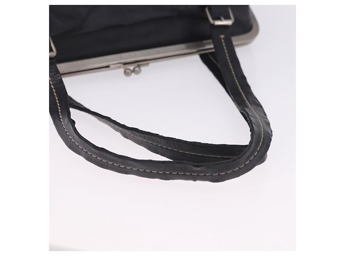 Borsa a Mano Miu Miu Vitellolux Black Silver Auth 204305A Nero Argento - vista 7