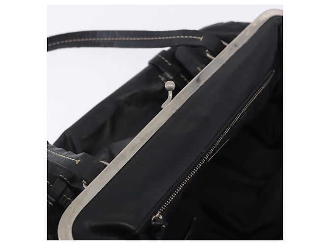 Borsa a Mano Miu Miu Vitellolux Black Silver Auth 204305A Nero Argento - vista 9