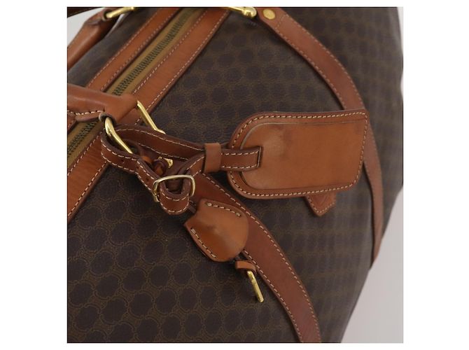 Céline Bolsa Boston CELINE Macadam PVC Couro Marrom Tom Dourado Auth 201406 - vista 11