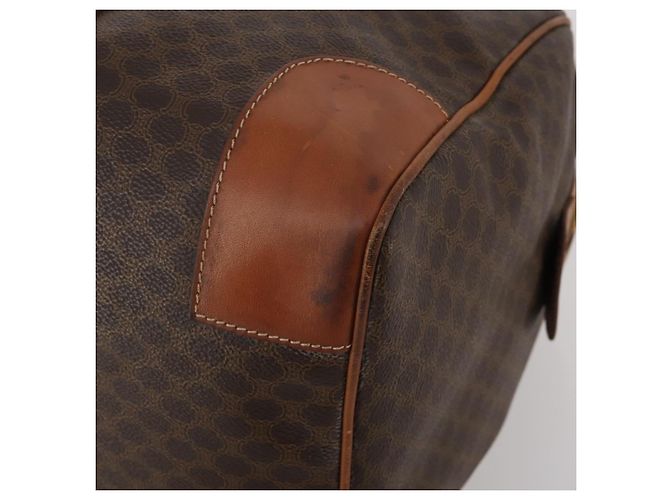 Céline Bolsa Boston CELINE Macadam PVC Couro Marrom Tom Dourado Auth 201406 - vista 14