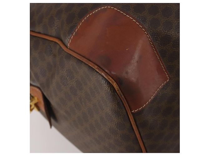 Céline Bolsa Boston CELINE Macadam PVC Couro Marrom Tom Dourado Auth 201406 - vista 15