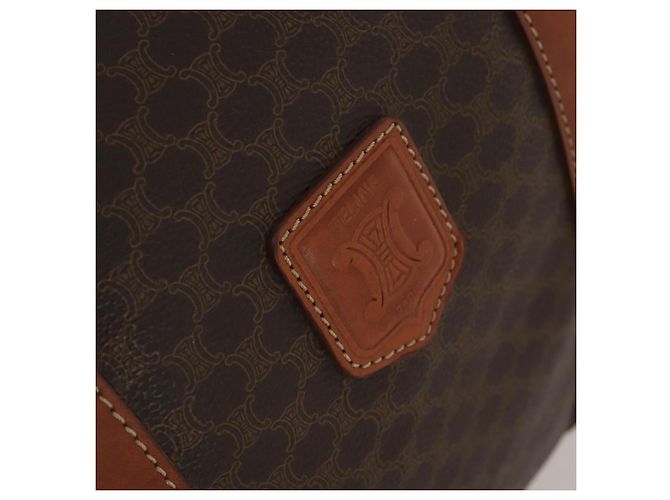 Céline Bolsa Boston CELINE Macadam PVC Couro Marrom Tom Dourado Auth 201406 - vista 18
