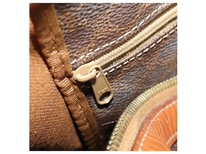 Céline Bolsa Boston CELINE Macadam PVC Couro Marrom Tom Dourado Auth 201406 - vista 22