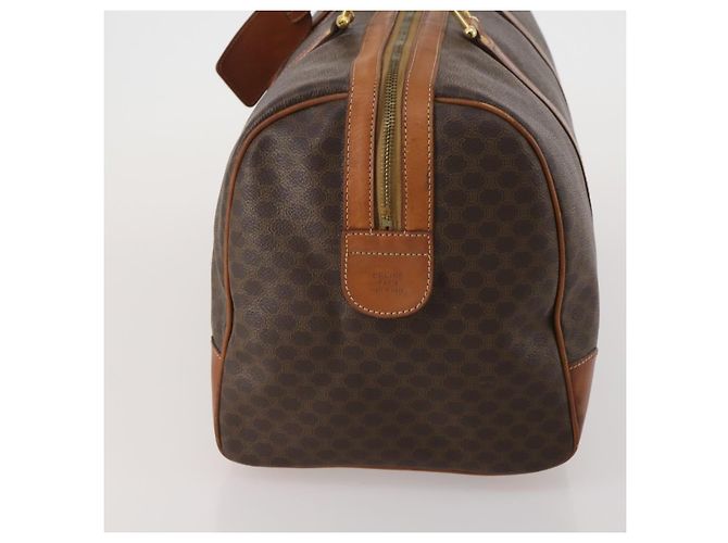 Céline Bolsa Boston CELINE Macadam PVC Couro Marrom Tom Dourado Auth 201406 - vista 3