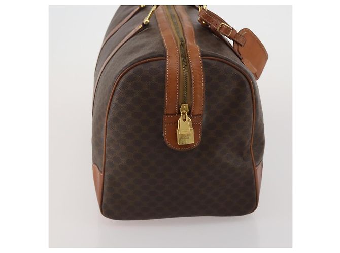 Céline Bolsa Boston CELINE Macadam PVC Couro Marrom Tom Dourado Auth 201406 - vista 4