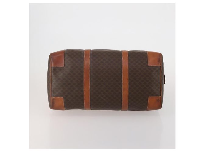Céline Bolsa Boston CELINE Macadam PVC Couro Marrom Tom Dourado Auth 201406 - vista 5