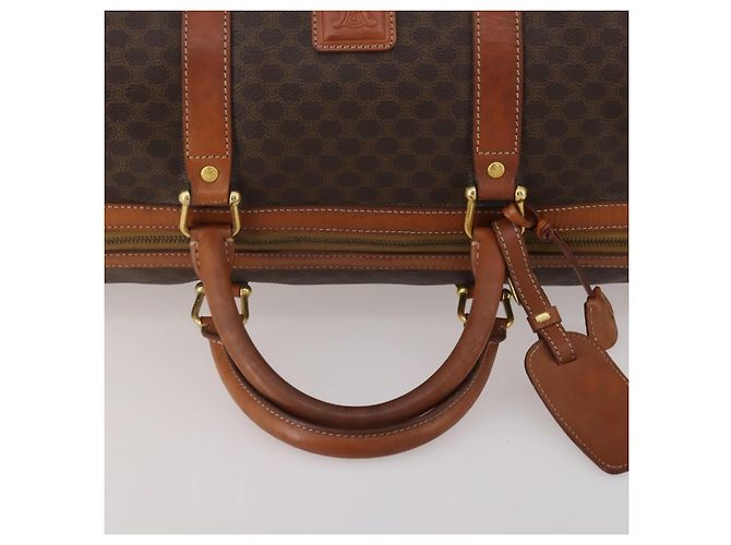 Céline Bolsa Boston CELINE Macadam PVC Couro Marrom Tom Dourado Auth 201406 - vista 7