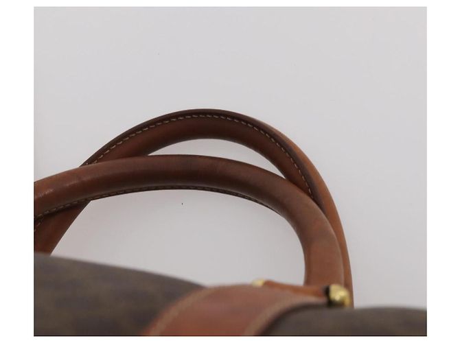 Céline Bolsa Boston CELINE Macadam PVC Couro Marrom Tom Dourado Auth 201406 - vista 8