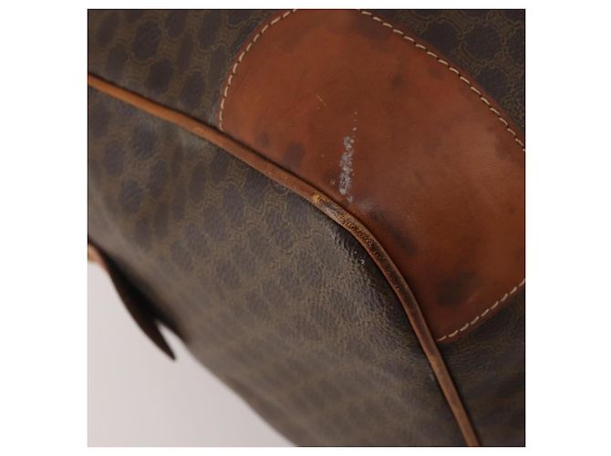 Céline Bolsa Boston CELINE Macadam PVC Couro Marrom Tom Dourado Auth 201406 - vista 9