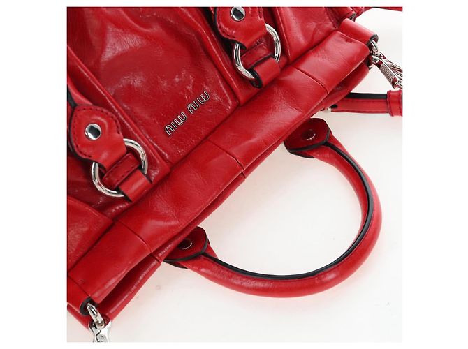 Miu Miu Handtasche aus Leder 2way rot silber authentisch 167604SM - Ansicht 14