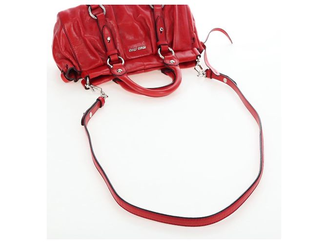 Miu Miu Handtasche aus Leder 2way rot silber authentisch 167604SM - Ansicht 8