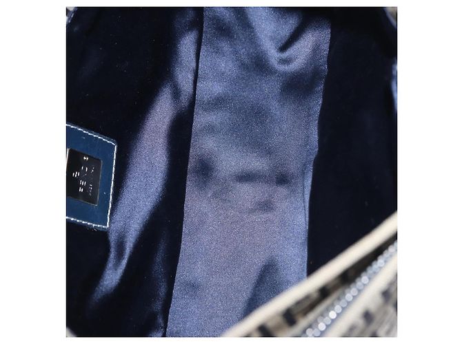 Borsa a tracolla FENDI Zucchino Canvas Mamma Baguette Navy Silver Auth 198254V Argento Blu navy - vista 11