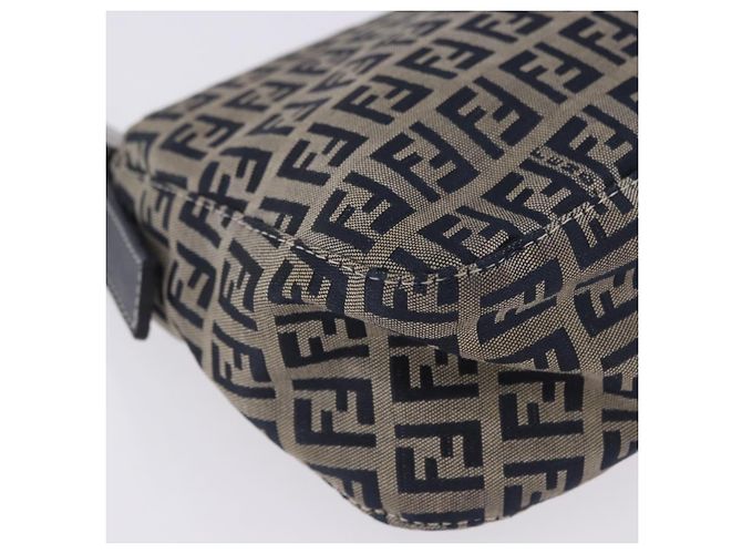 Borsa a tracolla FENDI Zucchino Canvas Mamma Baguette Navy Silver Auth 198254V Argento Blu navy - vista 17
