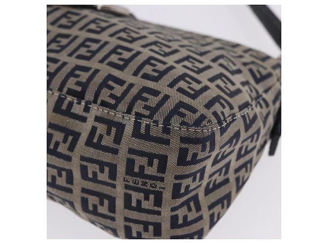 Borsa a tracolla FENDI Zucchino Canvas Mamma Baguette Navy Silver Auth 198254V Argento Blu navy - vista 18