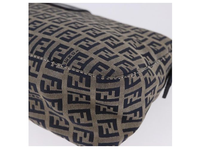 Borsa a tracolla FENDI Zucchino Canvas Mamma Baguette Navy Silver Auth 198254V Argento Blu navy - vista 20