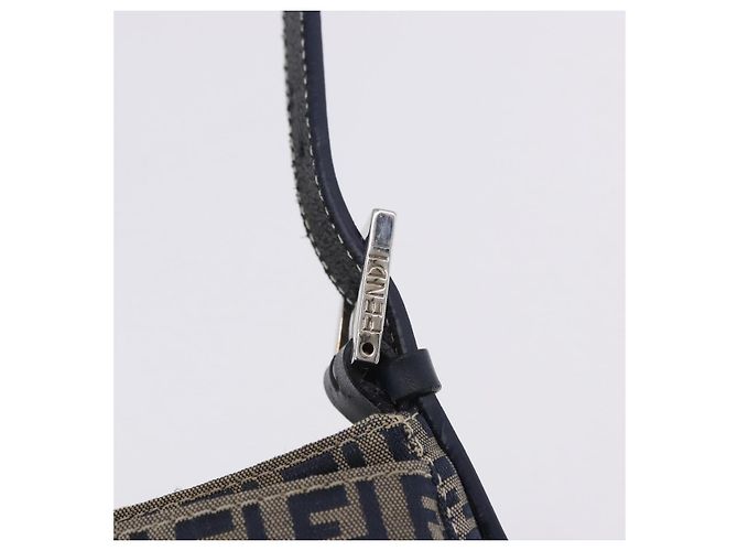 Borsa a tracolla FENDI Zucchino Canvas Mamma Baguette Navy Silver Auth 198254V Argento Blu navy - vista 21