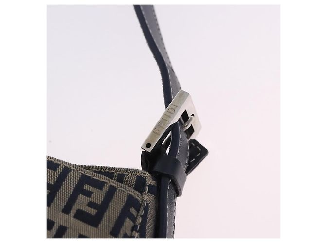 Borsa a tracolla FENDI Zucchino Canvas Mamma Baguette Navy Silver Auth 198254V Argento Blu navy - vista 22