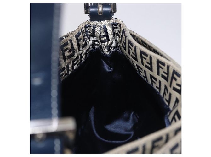 Borsa a tracolla FENDI Zucchino Canvas Mamma Baguette Navy Silver Auth 198254V Argento Blu navy - vista 27