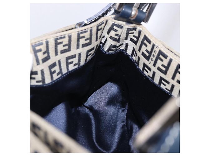 Borsa a tracolla FENDI Zucchino Canvas Mamma Baguette Navy Silver Auth 198254V Argento Blu navy - vista 28