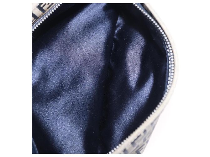 Borsa a tracolla FENDI Zucchino Canvas Mamma Baguette Navy Silver Auth 198254V Argento Blu navy - vista 30