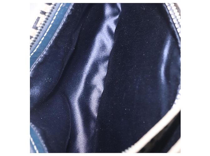 Borsa a tracolla FENDI Zucchino Canvas Mamma Baguette Navy Silver Auth 198254V Argento Blu navy - vista 32