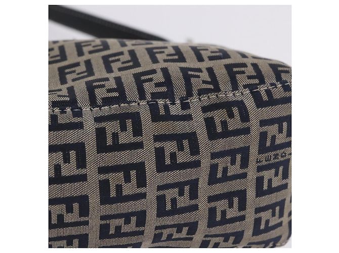 Borsa a tracolla FENDI Zucchino Canvas Mamma Baguette Navy Silver Auth 198254V Argento Blu navy - vista 7