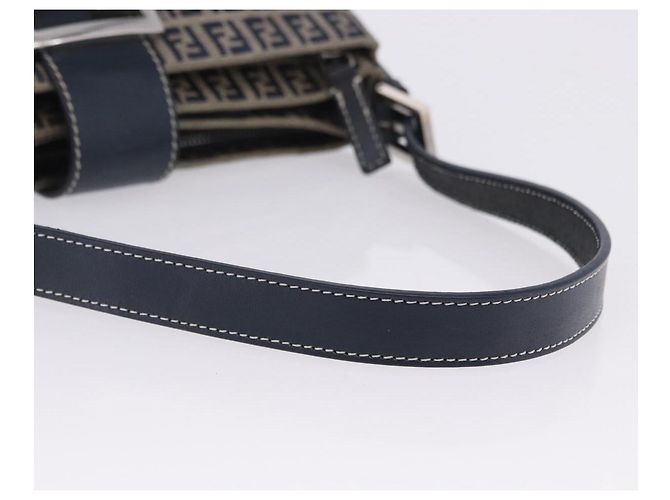 Borsa a tracolla FENDI Zucchino Canvas Mamma Baguette Navy Silver Auth 198254V Argento Blu navy - vista 8