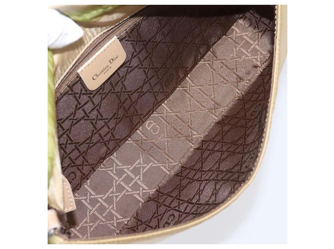 Bolso de mano Christian Dior Maris Pearl Nylon Beige Silver Auth 201541 Plata - vista 11