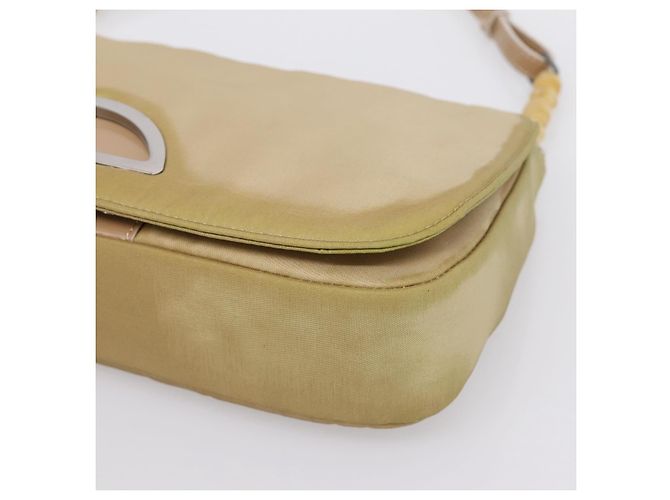 Bolso de mano Christian Dior Maris Pearl Nylon Beige Silver Auth 201541 Plata - vista 14