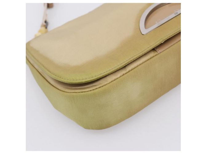 Bolso de mano Christian Dior Maris Pearl Nylon Beige Silver Auth 201541 Plata - vista 15