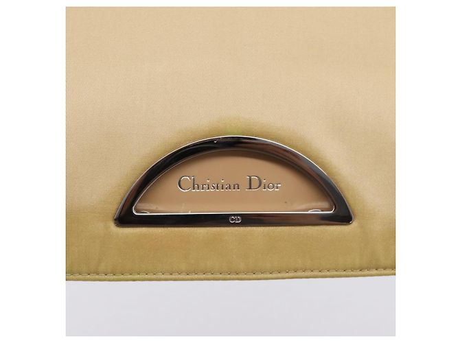 Bolso de mano Christian Dior Maris Pearl Nylon Beige Silver Auth 201541 Plata - vista 18