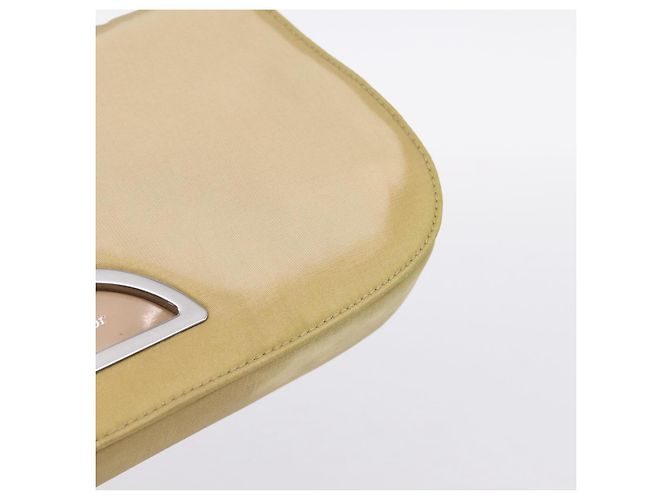 Bolso de mano Christian Dior Maris Pearl Nylon Beige Silver Auth 201541 Plata - vista 19