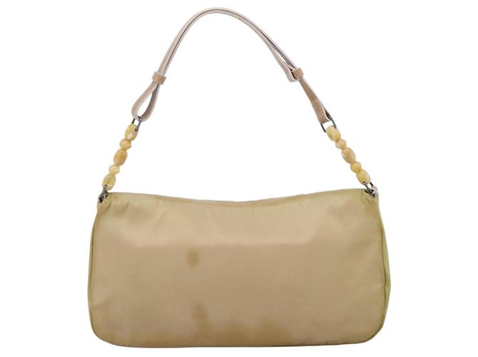 Bolso de mano Christian Dior Maris Pearl Nylon Beige Silver Auth 201541 Plata - vista 2