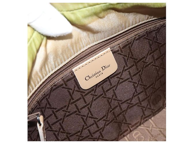Bolso de mano Christian Dior Maris Pearl Nylon Beige Silver Auth 201541 Plata - vista 20