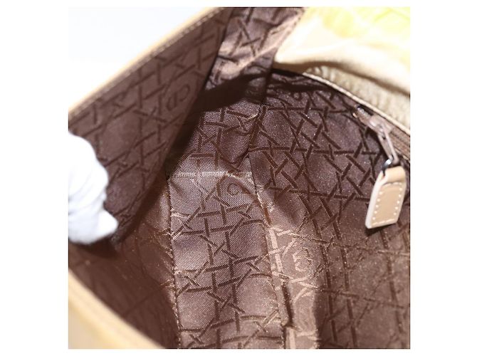Bolso de mano Christian Dior Maris Pearl Nylon Beige Silver Auth 201541 Plata - vista 22